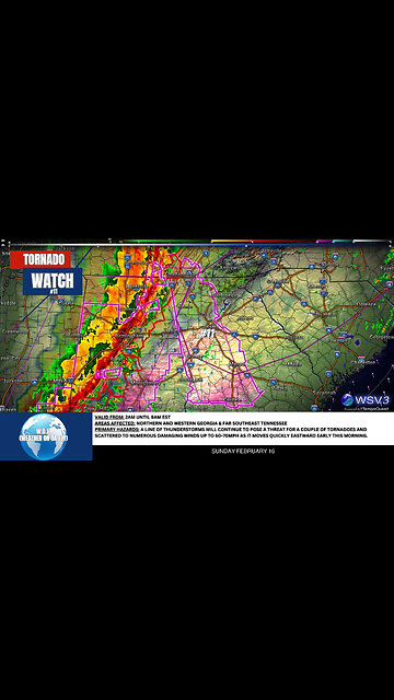 🌪️ Tornado Watch #11: GA & TN Risk Until 9AM EST! 2/16/25 #shorts #weather