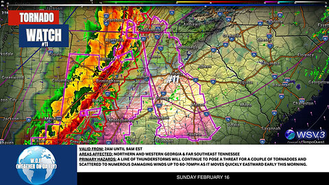 🌪️ Tornado Watch #11: GA & TN Risk Until 9AM EST! 2/16/25 #shorts #weather