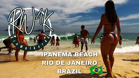 4K - WALKING ON THE BEACH - IPANEMA - RIO DE JANEIRO - BRAZIL