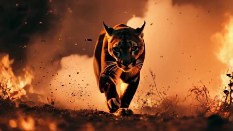 TIGER WALKING THROW FIRE!!!