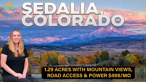 Hillside Property in Sedalia, Colorado– 1.29 Acres with Mountain Views, Road Access & Power $499/mo