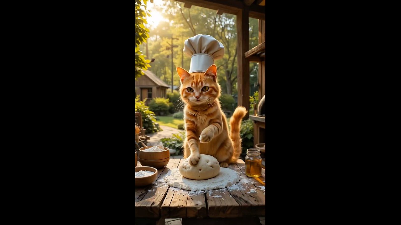 Miss Cat making pizza 🍕