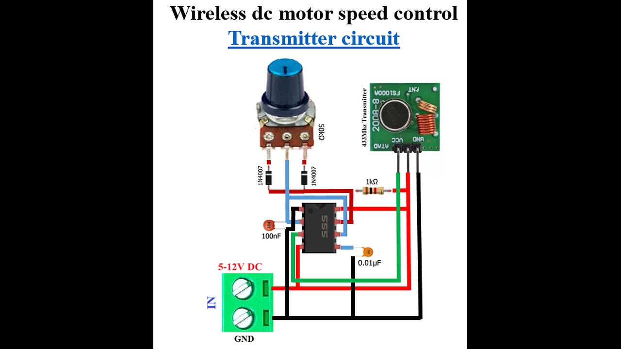 wireless dc motor speed controller transmitter circuit