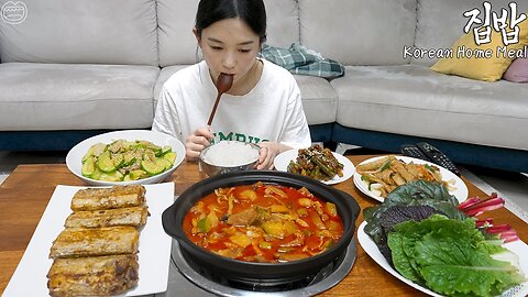 Korean Home Meal ☆ Gochujang Stew, Grilled Fish, Stir-Fried Fish Cake