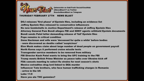 Thursday, February 27, 2025 News Blast