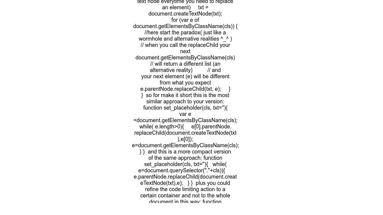 Replacing `<span>`with text node Is it a programmer error, or a browser error