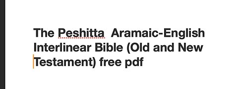 Peshitta Aramaic-English Bible Old and New Testament free pdf interlinear