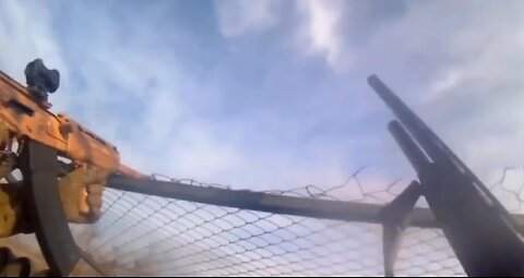 Russian soldiers shot down a Ukrainian fpv drone atacking a Grad MLRS