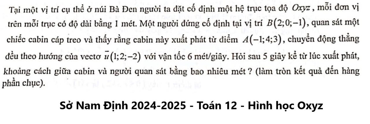 Sở Nam Định 2025: Tại một vị trí cụ thể ở nướ Bà Đen người ta đặt cố định một hệ trục tọa độ Oxyz