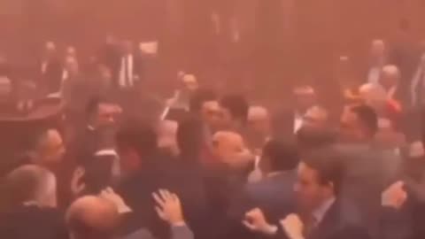 🤯 Chaos in the Serbian Parliament — deputies brawl and throw smoke