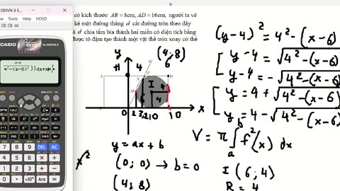 Toán 12: Từ một bấm bìa giấy hình chữ nhật ABCD có kích thước AB=8cm, AD=16cm, người ta vẽ một