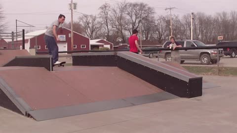 50-50 grind down a slant