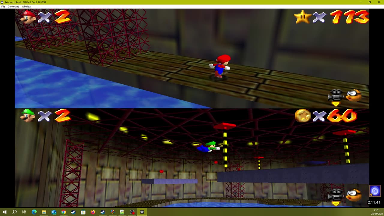 Super Mario 64 Multiplayer Splitscreen [Remaining RA] - Coin-Rush in Dire, Dire Docks [NC]