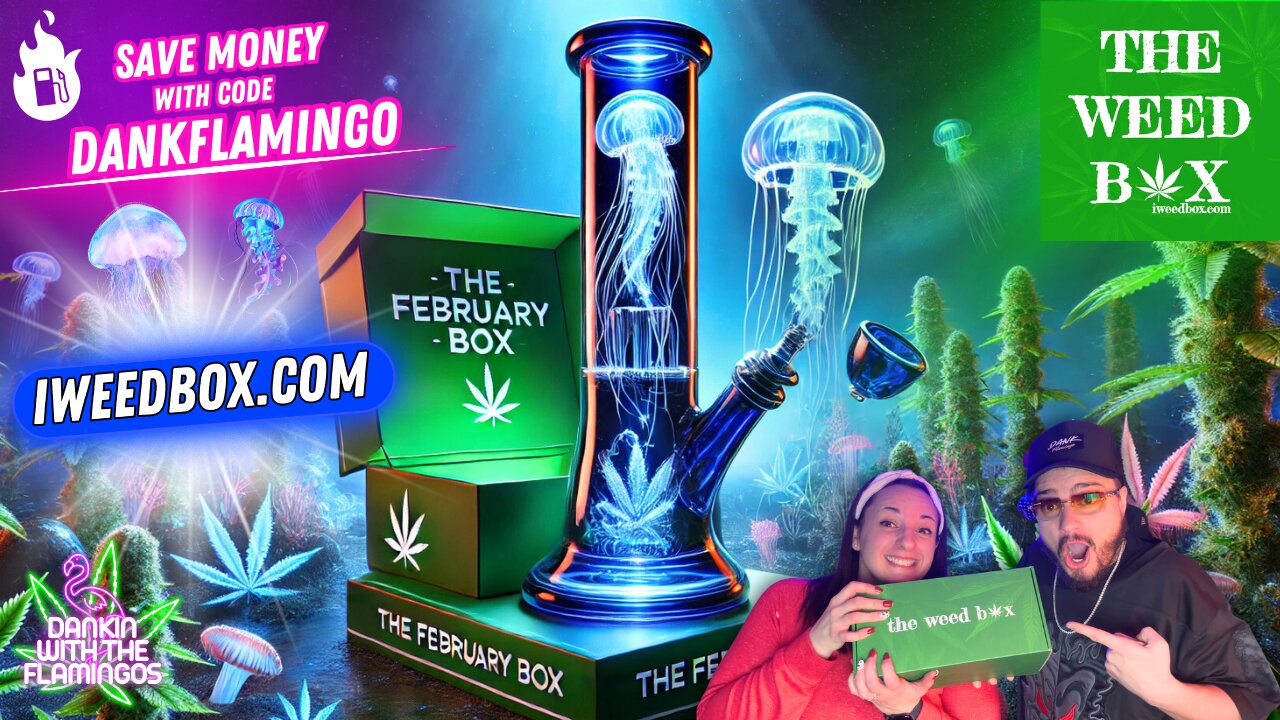 Unboxing the February Box from the Weed Box! Dankin with the Flamingos Review!!