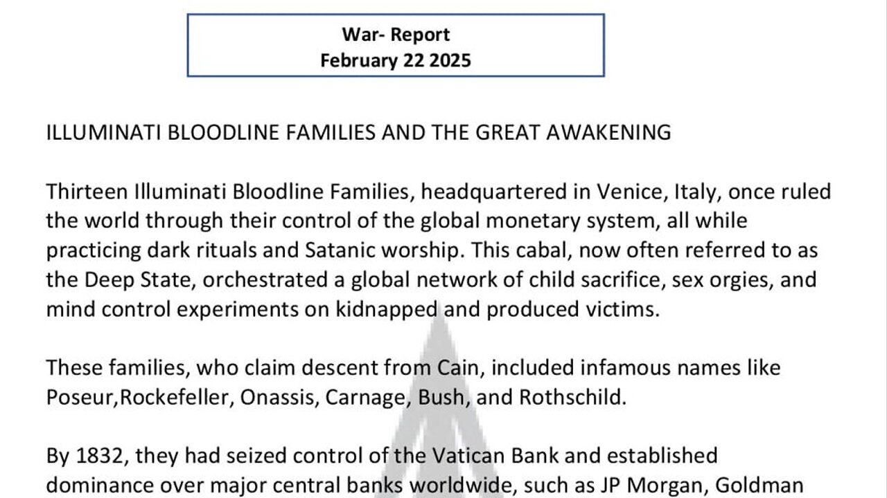 WAR REPORT - FEBRUARY 22 2025 - THE END OF THE DEEP STATE