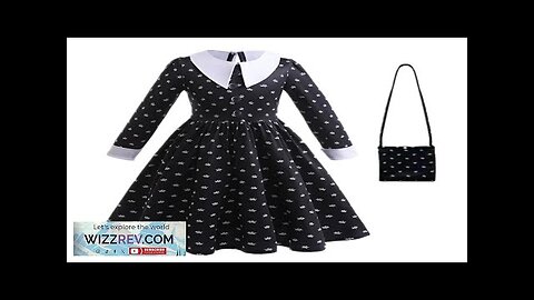 Wednesday Addam Dress for Girls Long Sleeve Fantasy Spring Autumn Print Black Review