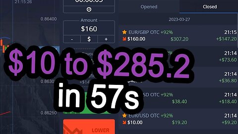 $10 to $285.2 in 57 seconds!