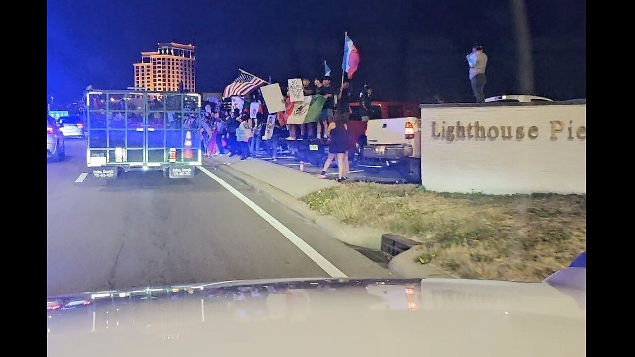 Somebody drove past the deportation protestors bumping, “ICE ICE BABY”