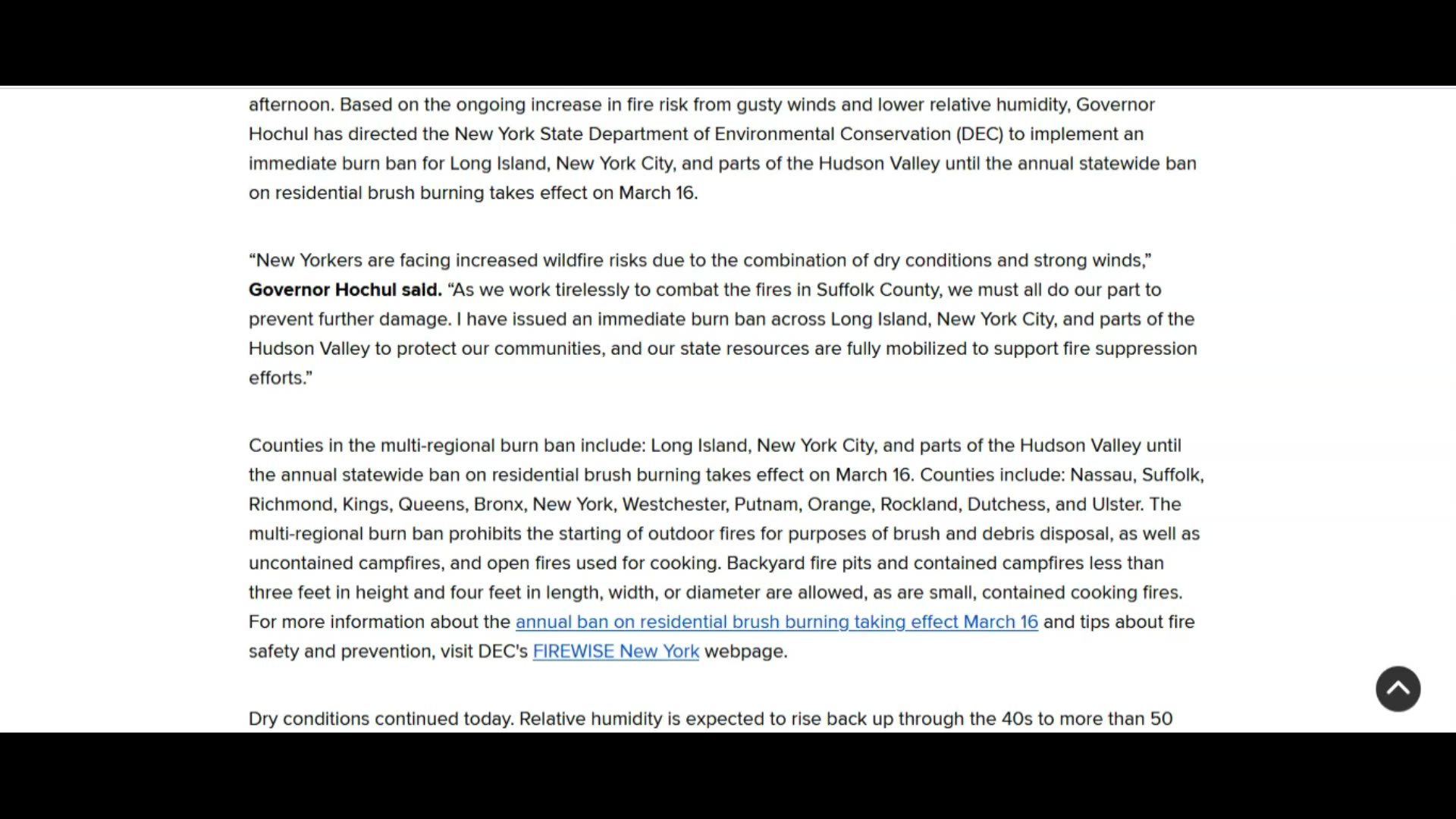 NY governor issues burn ban after mysterious Long Island fires