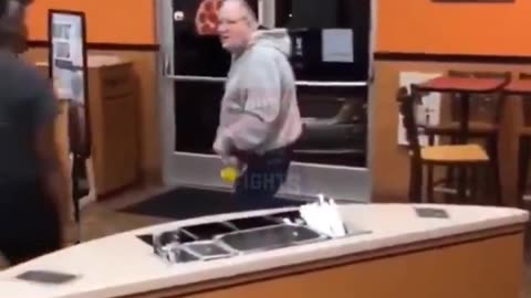 Old man gets smacked for being racist