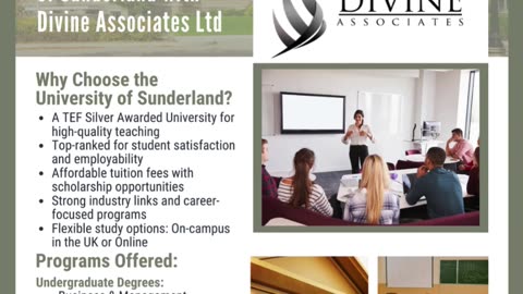 Earn a UK Degree at the University of Sunderland! 🇬🇧🎓 Partnered with Divine Associates Ltd