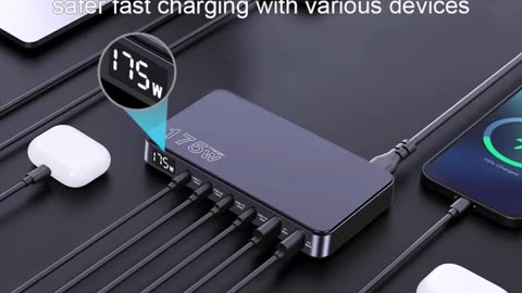 Ueetop 175W GaN USB C Charger LED Display 6-Port Desktop Charger