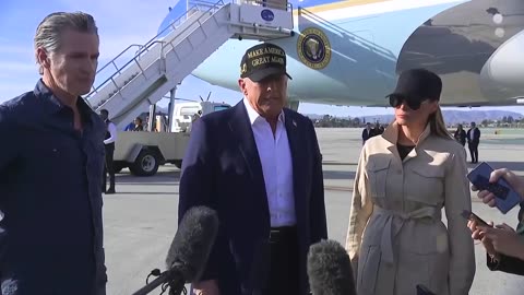 California Gov. Newsom meets Trump at LAX before wildfire damage tour