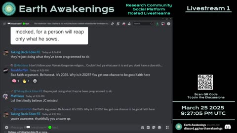 Earth Awakenings - Livestream 1 - #3062 - Live on Rumble/Youtube/X-Twitter/Twitch