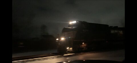 Norfolk Southern at Night with 5 Train engines