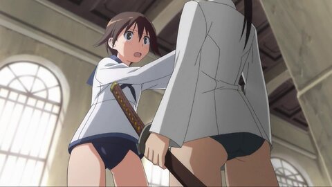 Strike Witches - Yoshika grabs Mio's chest