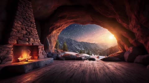 Snow Cave With Fireplace