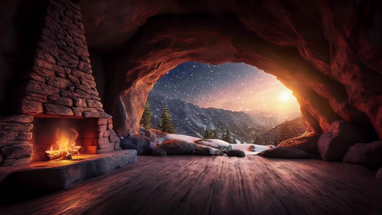 Snow Cave With Fireplace