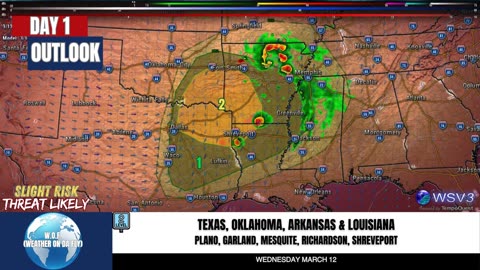 🌩️ March 12: Severe Storms Threaten: TX, OK, AR, LA! #shorts #shortsvideo