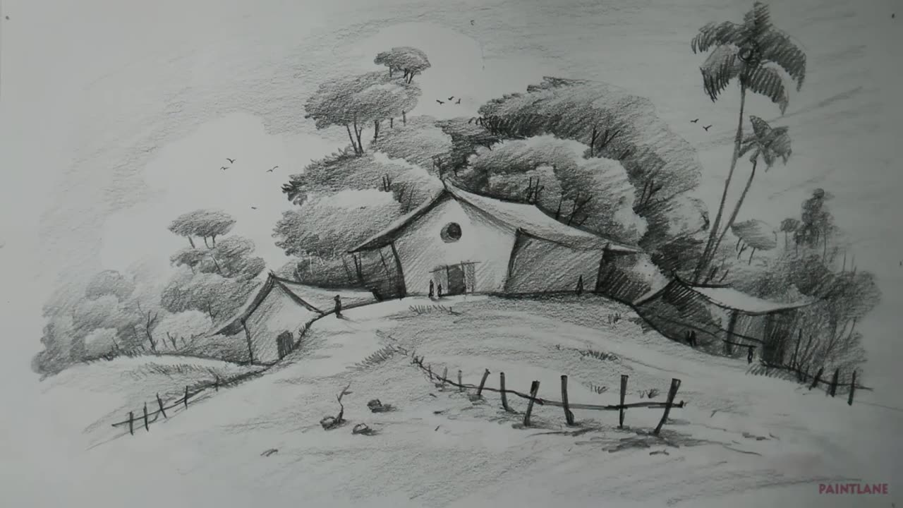 How to Draw Easy and Simple Landscape For Beginners with PENCIL