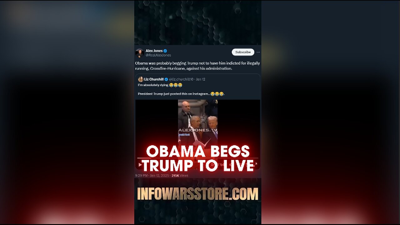 Obama Begging Trump To Survive Nuremberg 2 - Alex Jones on X