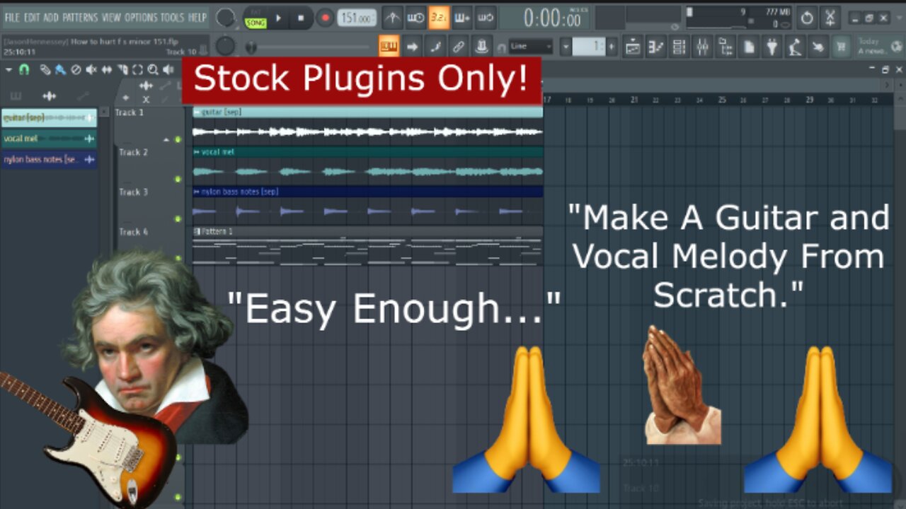 "Just Copy and Adjust" -FL Studio-How to make guitar melodies from scratch w/ STOCK Plugins