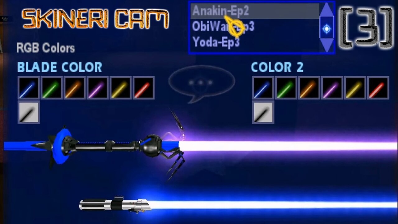 Teaching Skineri how to play Jedi Knight: Preparation 3 - Lightsaber Selection SKINERI🎥 [CZ/EN]