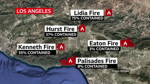 LA fires still raging as National Guard and curfews deployed against looters | BBC News