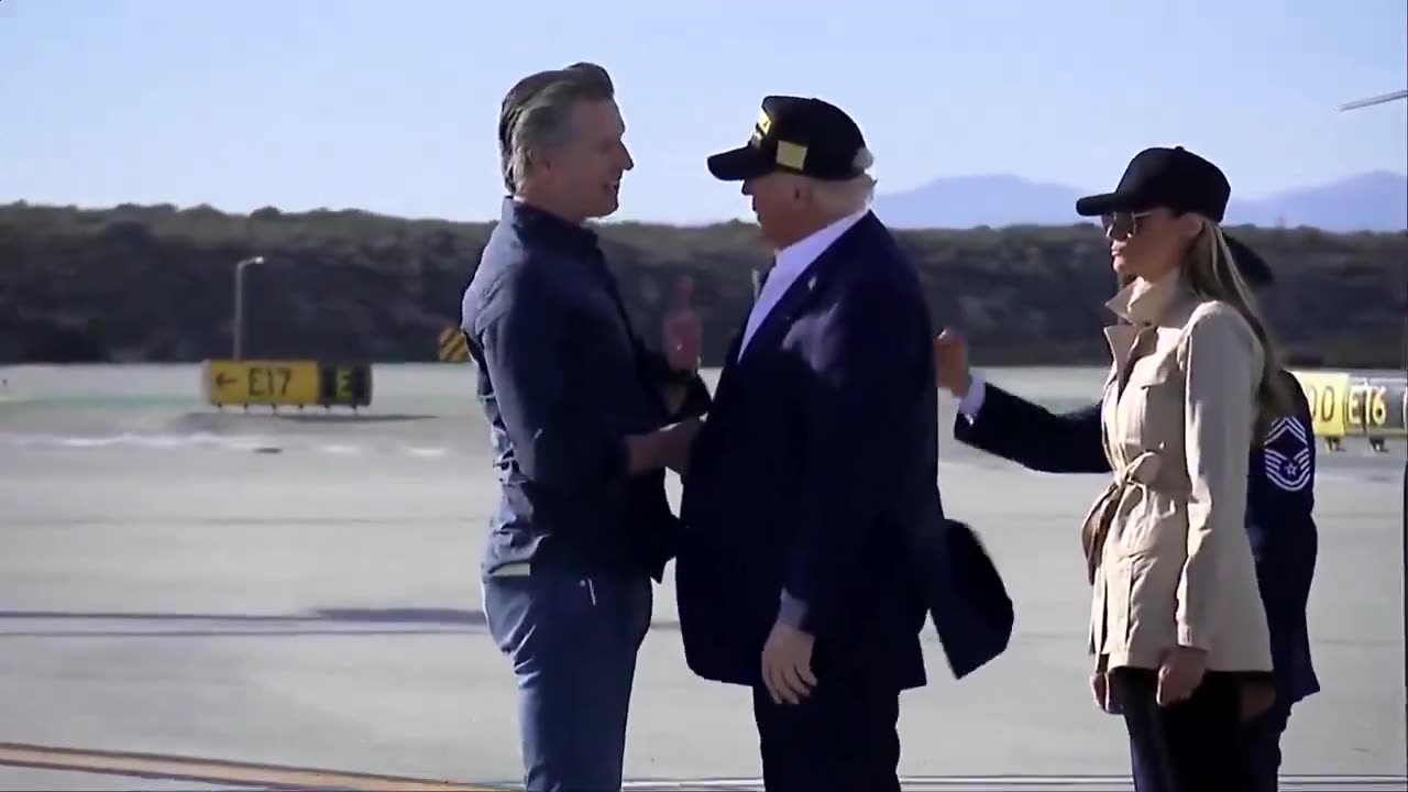 President Trump greeted by California Gov. Gavin Newsom as he arrives in Los