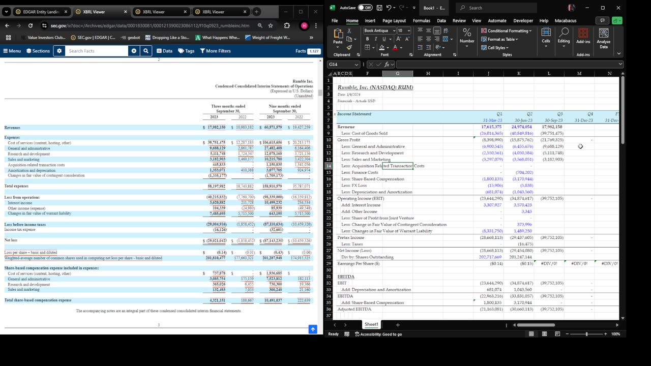 Excel Class - Creating an Income Statement