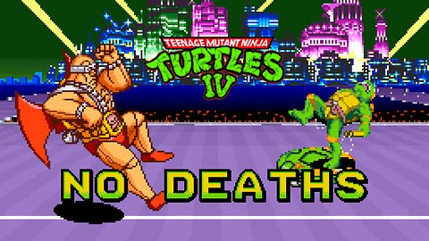 TMNT IV: Turtles in Time (Super NES) Michelangelo Longplay - 1 Life (1440p 60fps) Custom Borders