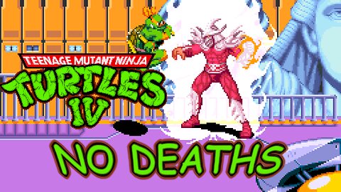TMNT IV: Turtles in Time (Super NES) Michelangelo Longplay - 1 Life (1440p 60fps) Custom Borders