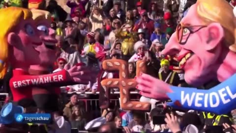 AfD leader Weidel was shown as a "swastika witch" today at the carnival in Düsseldorf, Germany