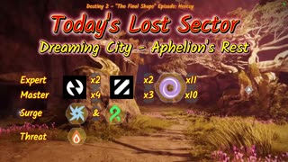 Destiny 2: 2-4-25 Aphelion's Rest is the Lost Sector. Arc/Strand Surge.