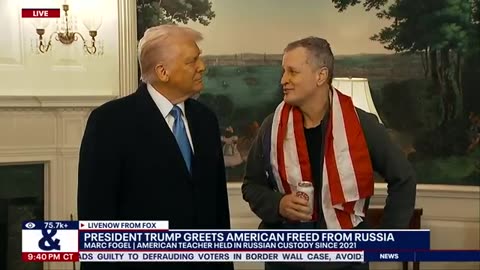 President Trump greets American Marc Fogel after his release from Russia