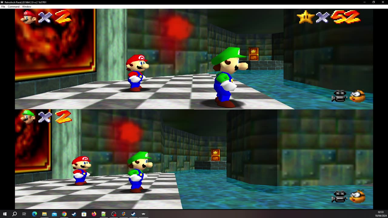 Super Mario 64 Multiplayer Splitscreen [Remaining RA] - Mario Bros VS Big Bullies [NC]
