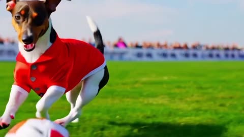 Dog playing football