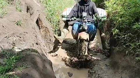 motorcyclist's action on a steep road