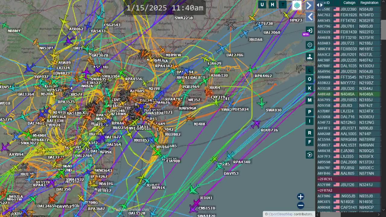 Another NYNJ Air Traffic Time Lapse - January 15th 2025 - no audio -