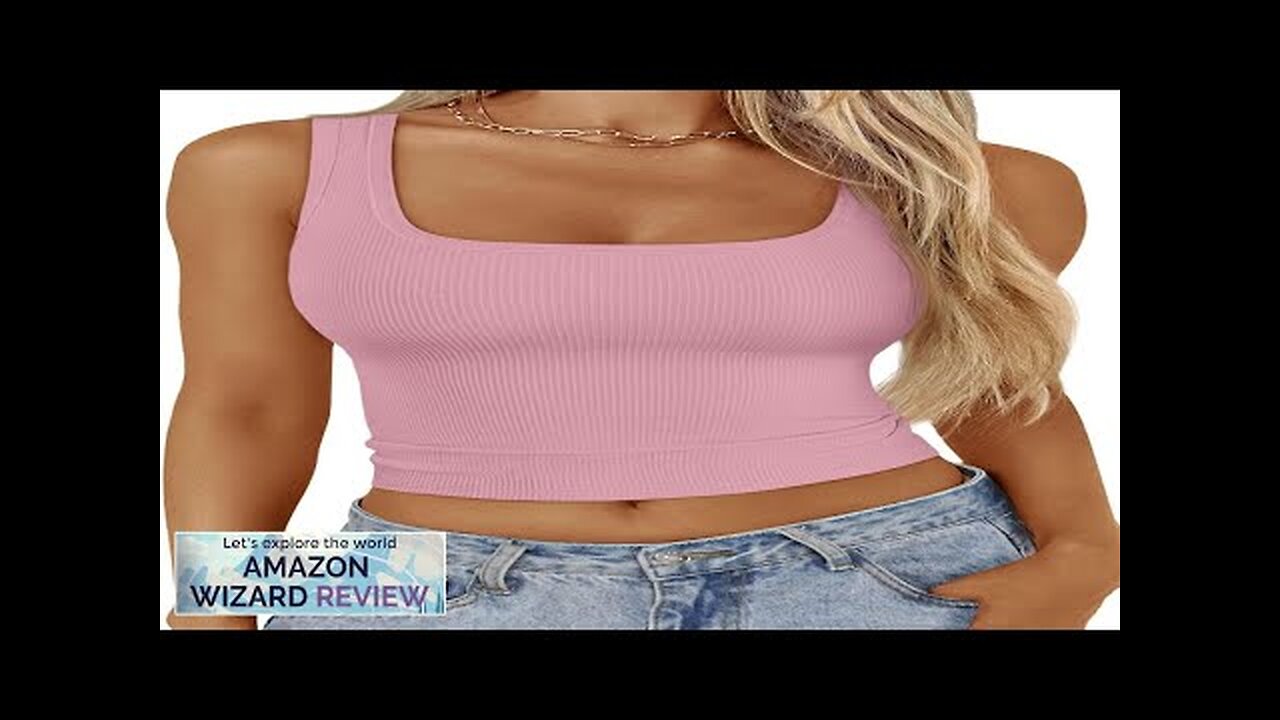 Trendy Queen Womens Square Neck Ribbed Tank Tops Sleeveless Crop Tops Summer Review